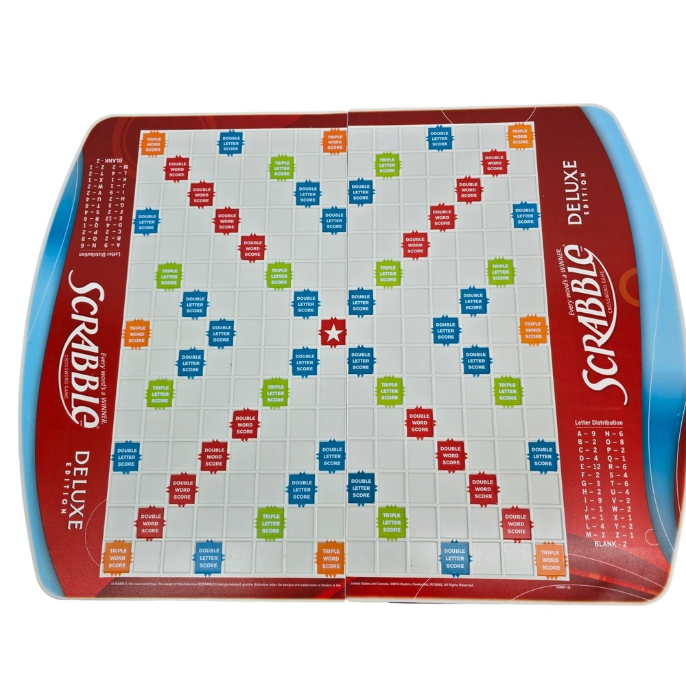 Scrabble Deluxe Edition 2010 Parker Brothers Rotating Board Game 16807 Complete